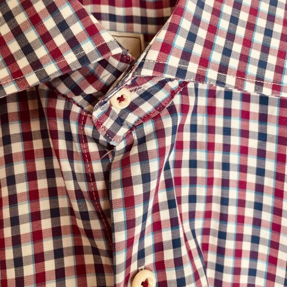 Peter Millar | Men’s Gingham Check Button Down Dress Shirt Size M | EUC - Picture 7 of 13